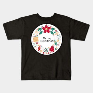 Merry Christmas Round Sticker 14 Kids T-Shirt